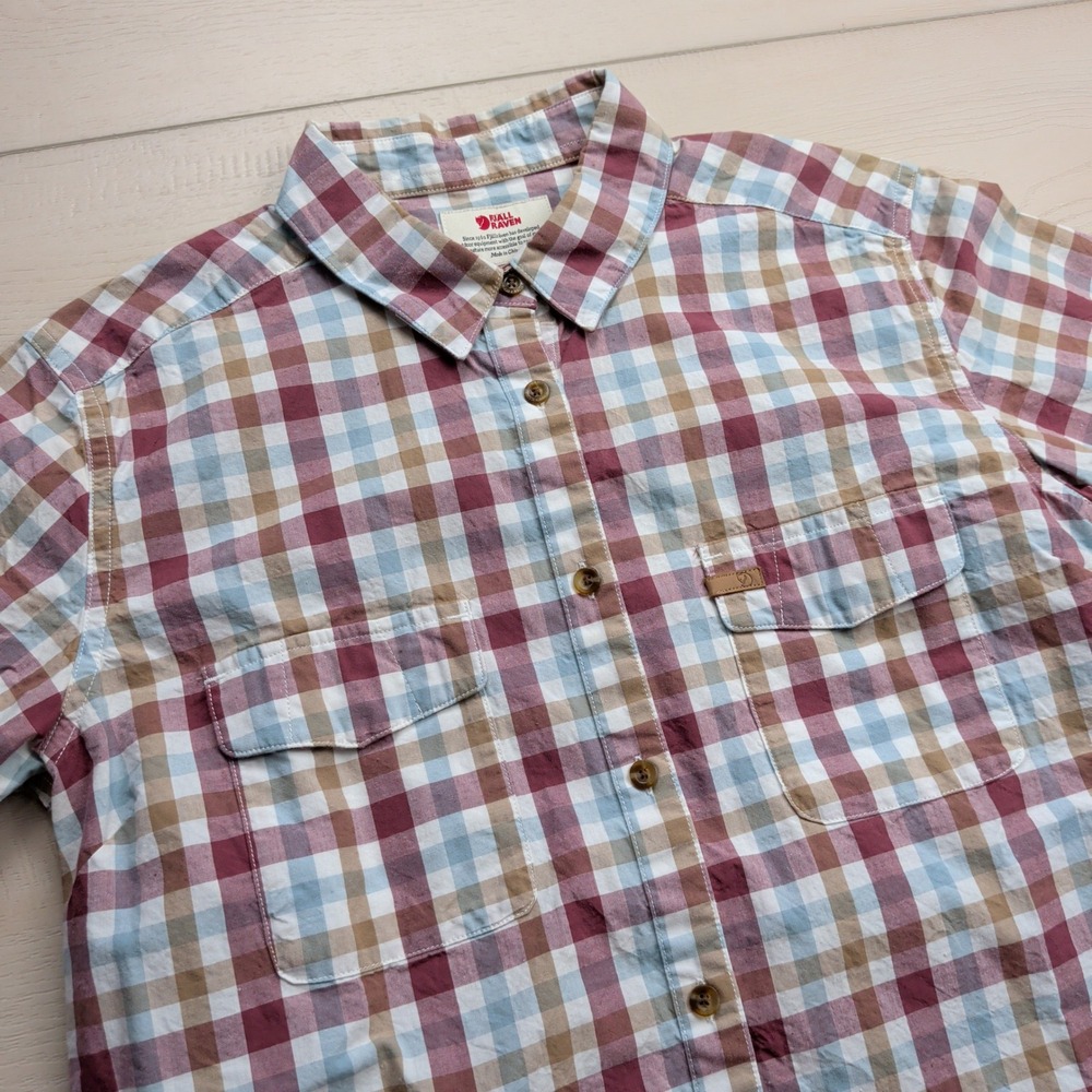 Fjallraven Ovik Shirt Womens Medium Plaid Short‎ Sleeve Button Down Short Sleeve